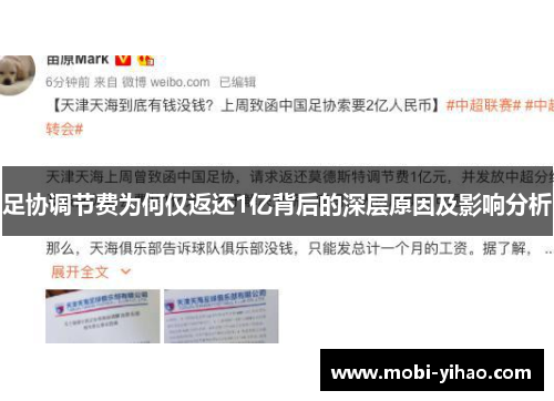 足协调节费为何仅返还1亿背后的深层原因及影响分析