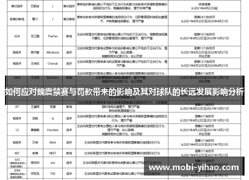 如何应对魏震禁赛与罚款带来的影响及其对球队的长远发展影响分析
